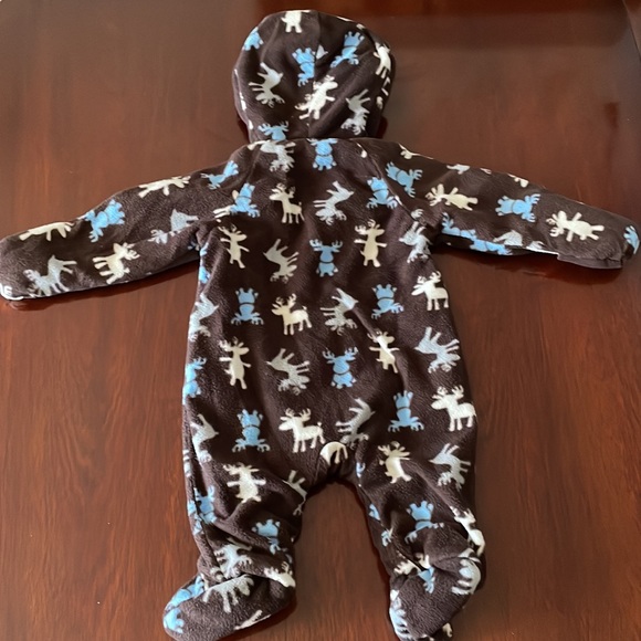 Winter Baby Sherpa Pram Bunting Suit Footed Pajama Bear Ears - Picture 3 of 6